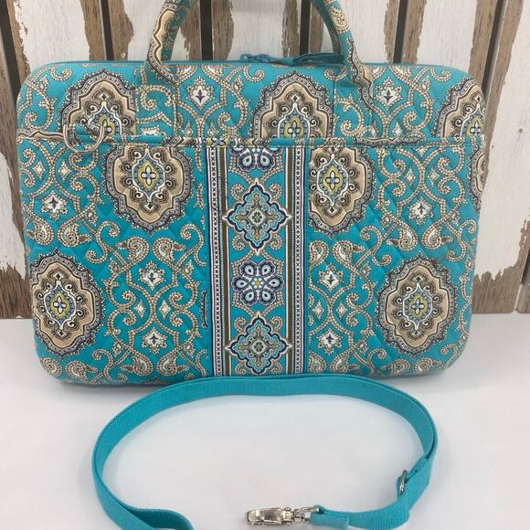Vera Bradley Jave Blue HARDSHELL LAPTOP BRIEFCASE PORTOLIO SHOULDER BAG 17"X12" - Picture 1 of 8